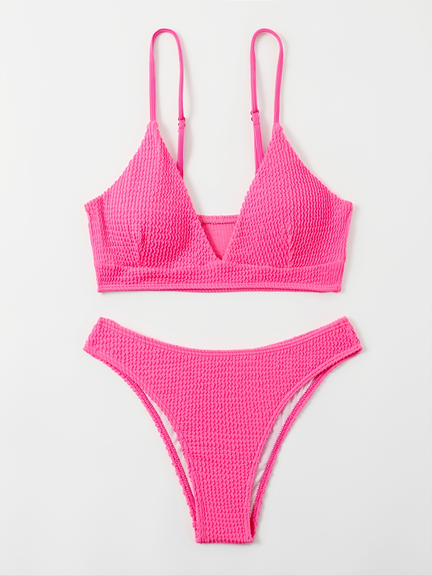 rib high cut bikini swimsuit