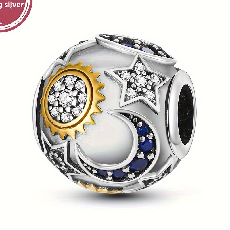 

4.3g 925 Sterling Silver Moon Sun Stars Pendant Beads Charms Fit Bracelets Necklace Simple Style Women Diy Jewelry Gift