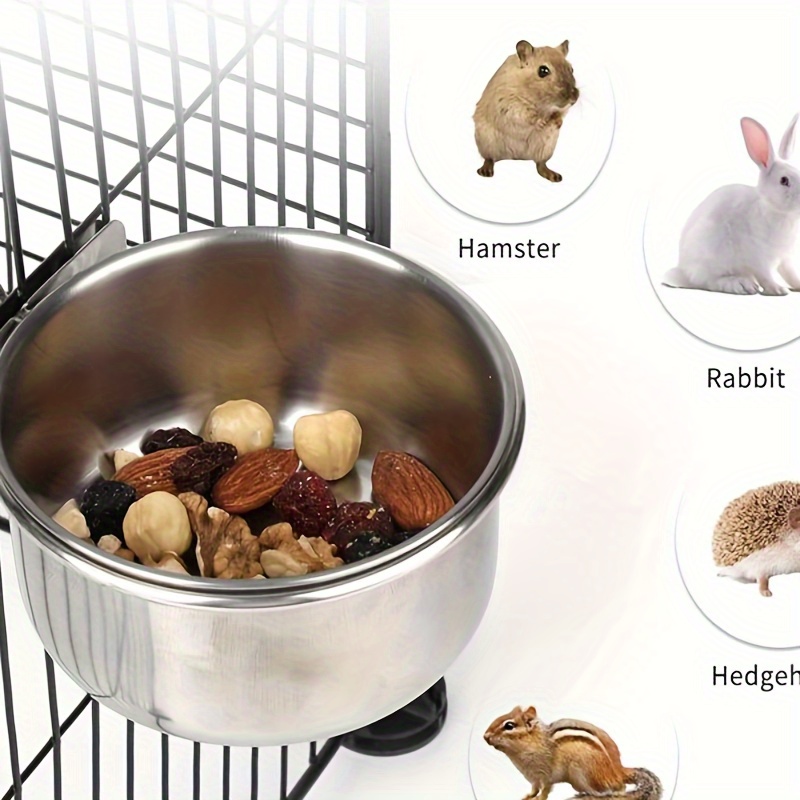 

Stainless Steel Hanging Feeder Bowl For Small Pets - Ideal For Parrots, Birds, & Rabbits