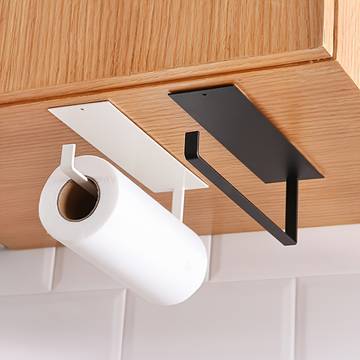 1pc kitchen carbon steel paper towel holder no punch paper towel holder household paper hanger storage rack 22 6 7 5cm 2 95 8 66 2 36in
