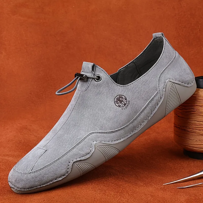 Clohoo Men's Handmade Casual Slip On Shoes, Khaki/grey -