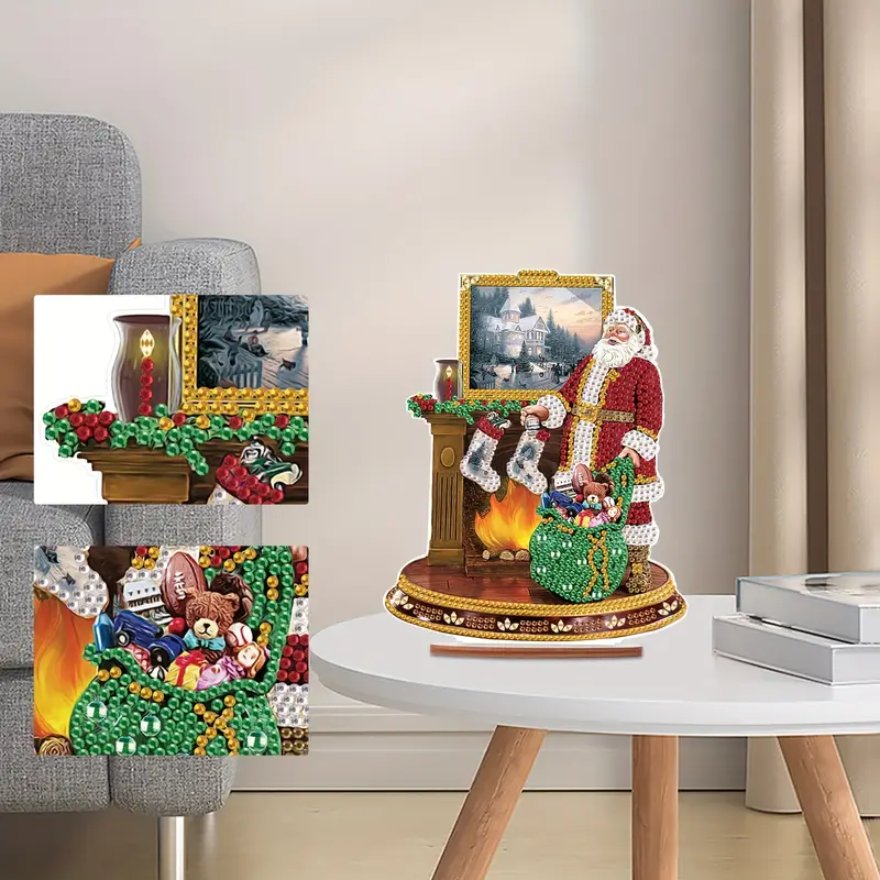 1pc Christmas Diamond Painting Table Decoration, Santa Claus Pattern 5D DIY  Rhinestone Art Table Decoration, Special Shape Gemstone Digital Kit Art Cr