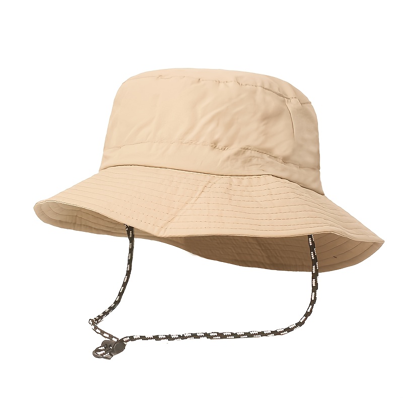 Men Women Wide Brim Bucket Hat Outdoor Anti-UV Sun Hat Fishing Boonie Cap  Tan