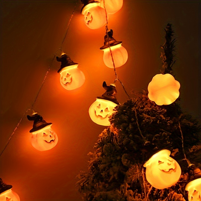 

Led Pumpkin String Lights, Decorative Garland With Orange Jack-o-lanterns, Battery Operated – Decoration For Parties, Haunted Houses – Contains Electronic Components, No Battery Included