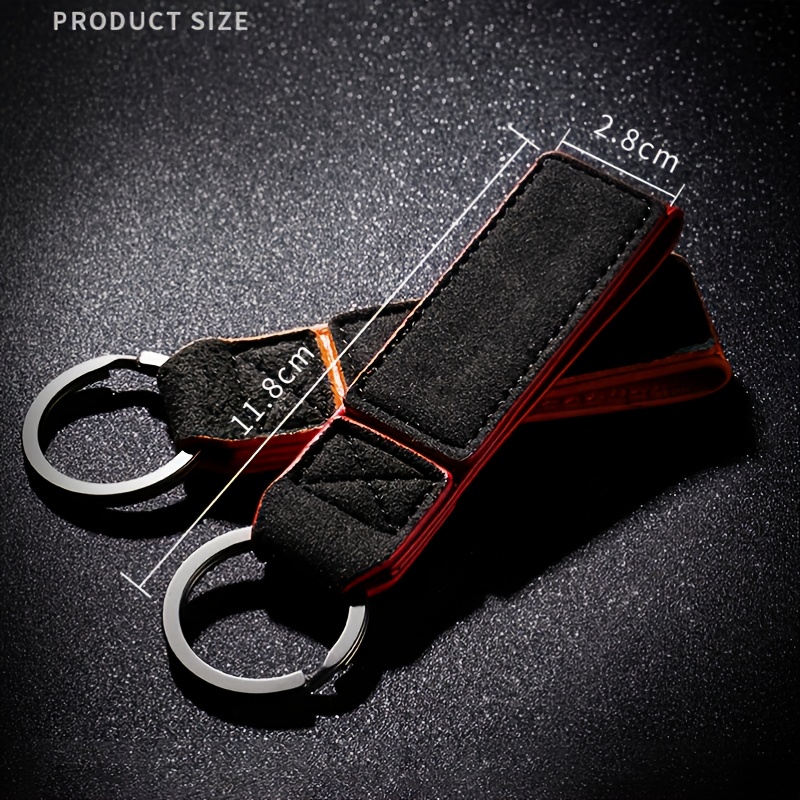 Hand Braided Black Leather Keychain Suede Key Fob Leather 