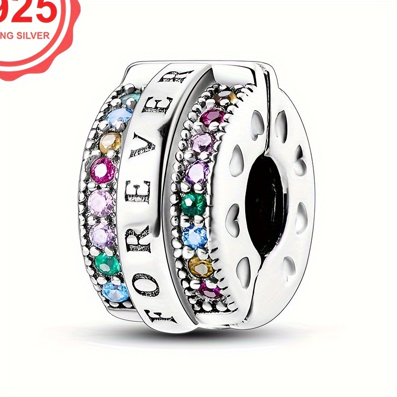 

1pc 925 Sterling Silver Diy Bracelet Forever Colored Zirconium Fixing Clipcharms For Women Luxury Fashion Jewelry Gift