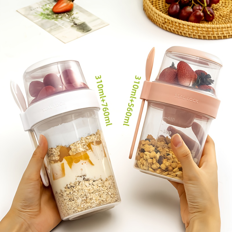 Parfait Cups With Lids, Vegetable Fruit Salad Cups With Spoon And Salad  Dressing Holder Home Fresh Salad Dressing Container - Temu