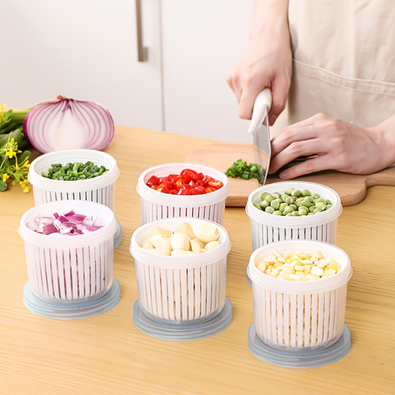 1pc Double Layer Vegetable Storage Box With Drain Basket & Crisper Strainers Container