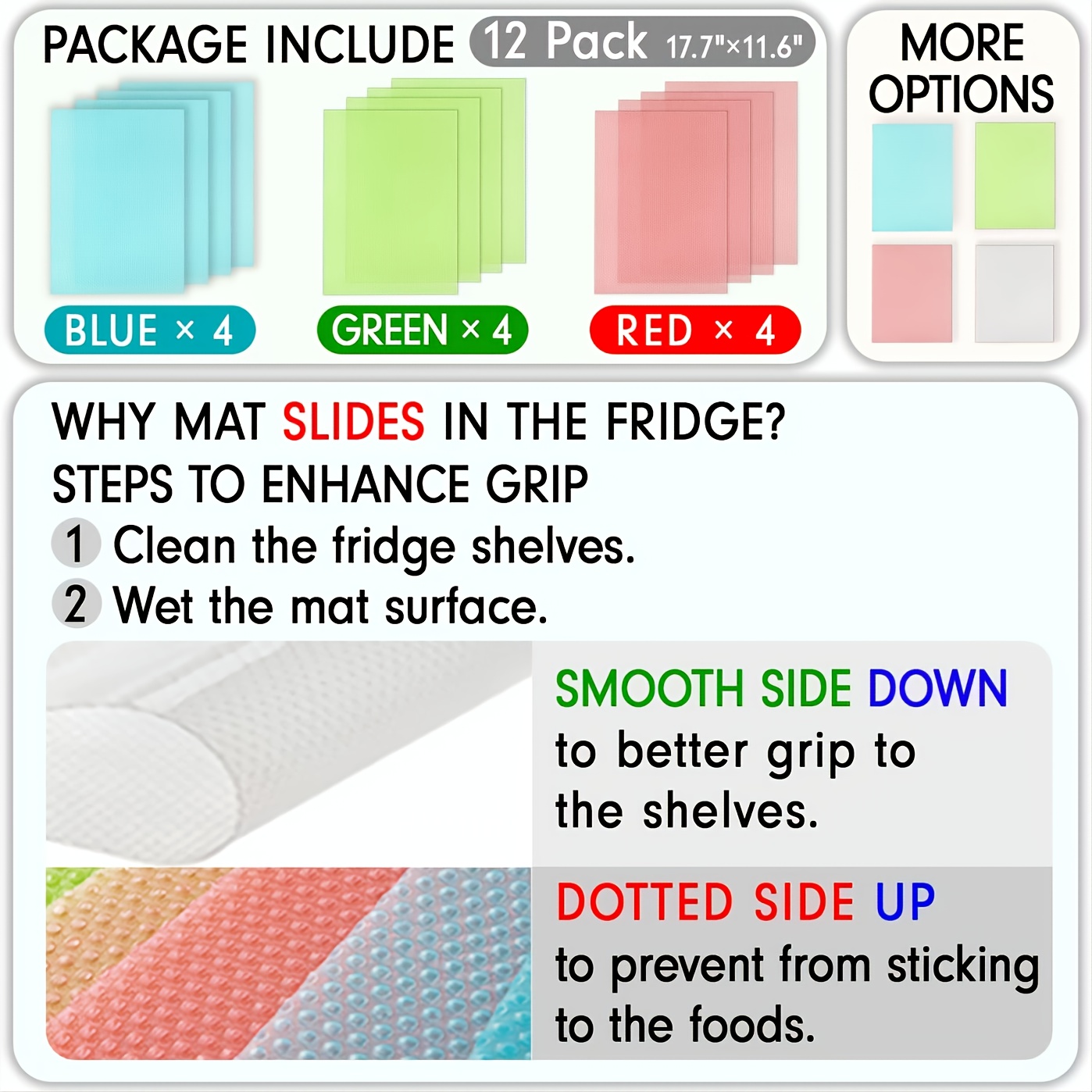 Trim To Your Need Anti-Microbial Refrigerator Mat Reusable Cabinet
