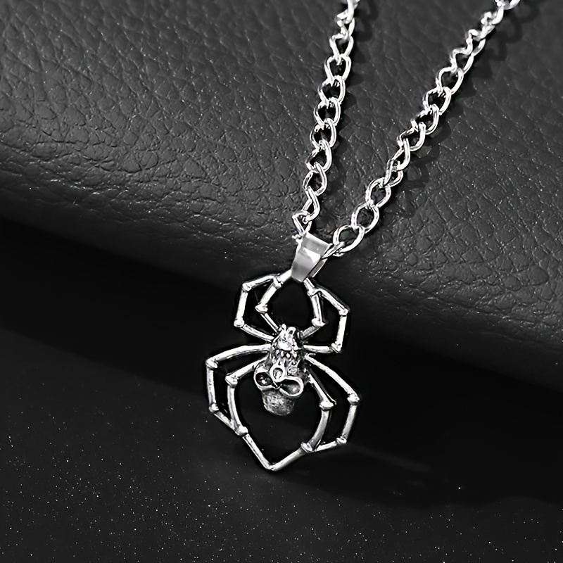 Vintage Spider Skull Pendant Necklace