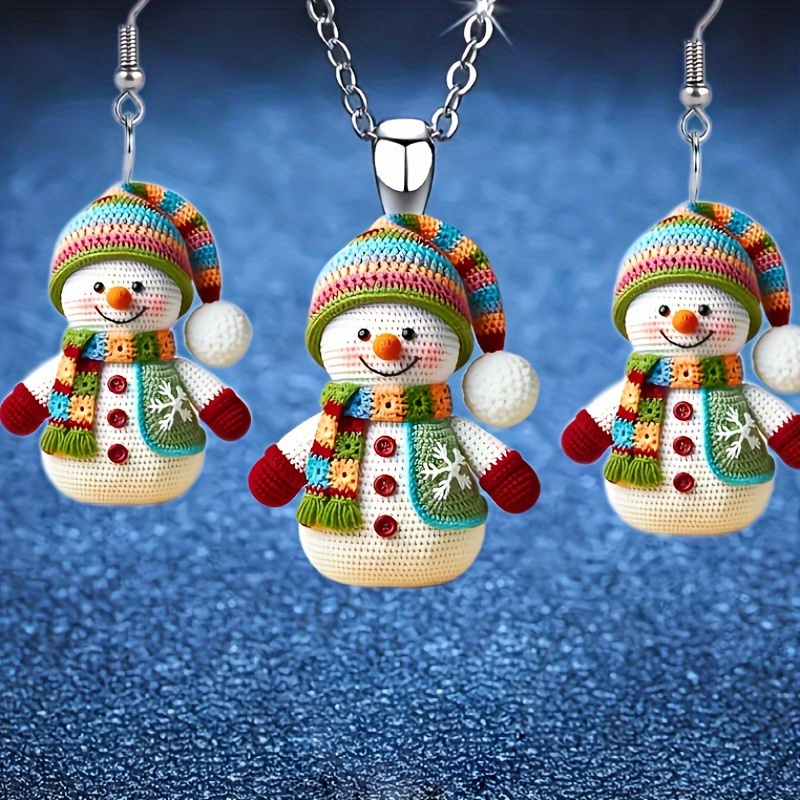 

[customer ] 3pcs Snowman Acrylic Jewelry Set - Necklace & Earrings, Christmas & Holiday Parties, Best For Christmas