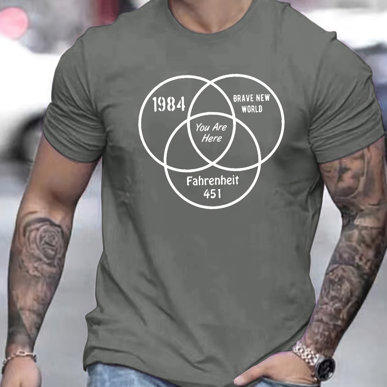 

Trendy Letter Print Tees For Men, Casual Crew Neck Short Sleeve T-shirt, Comfortable Breathable T-shirt