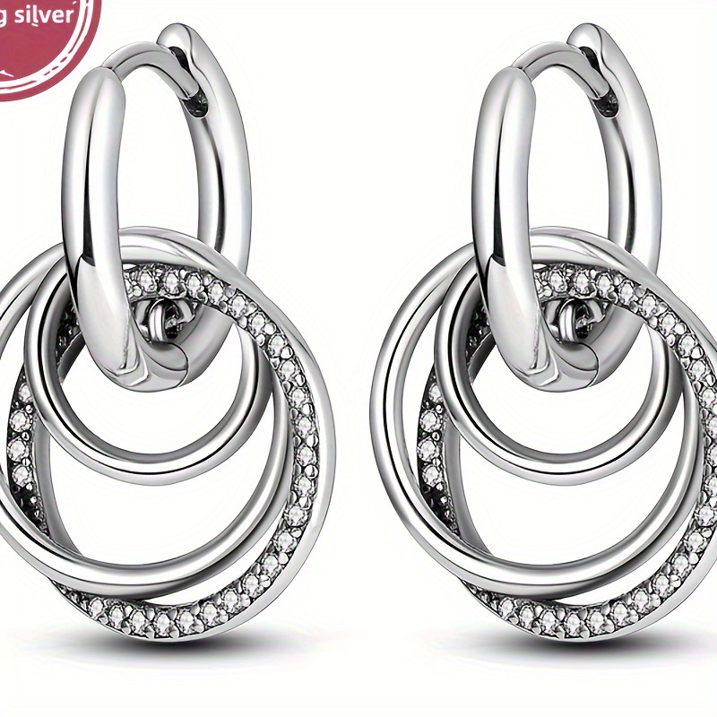 

925 Sterling Silver Eternal Family Affection Ear Buckle Earrings Charms For Women Fashion Accessories Holiday Gift Fine Jewelry 1 Pair Of Earrings