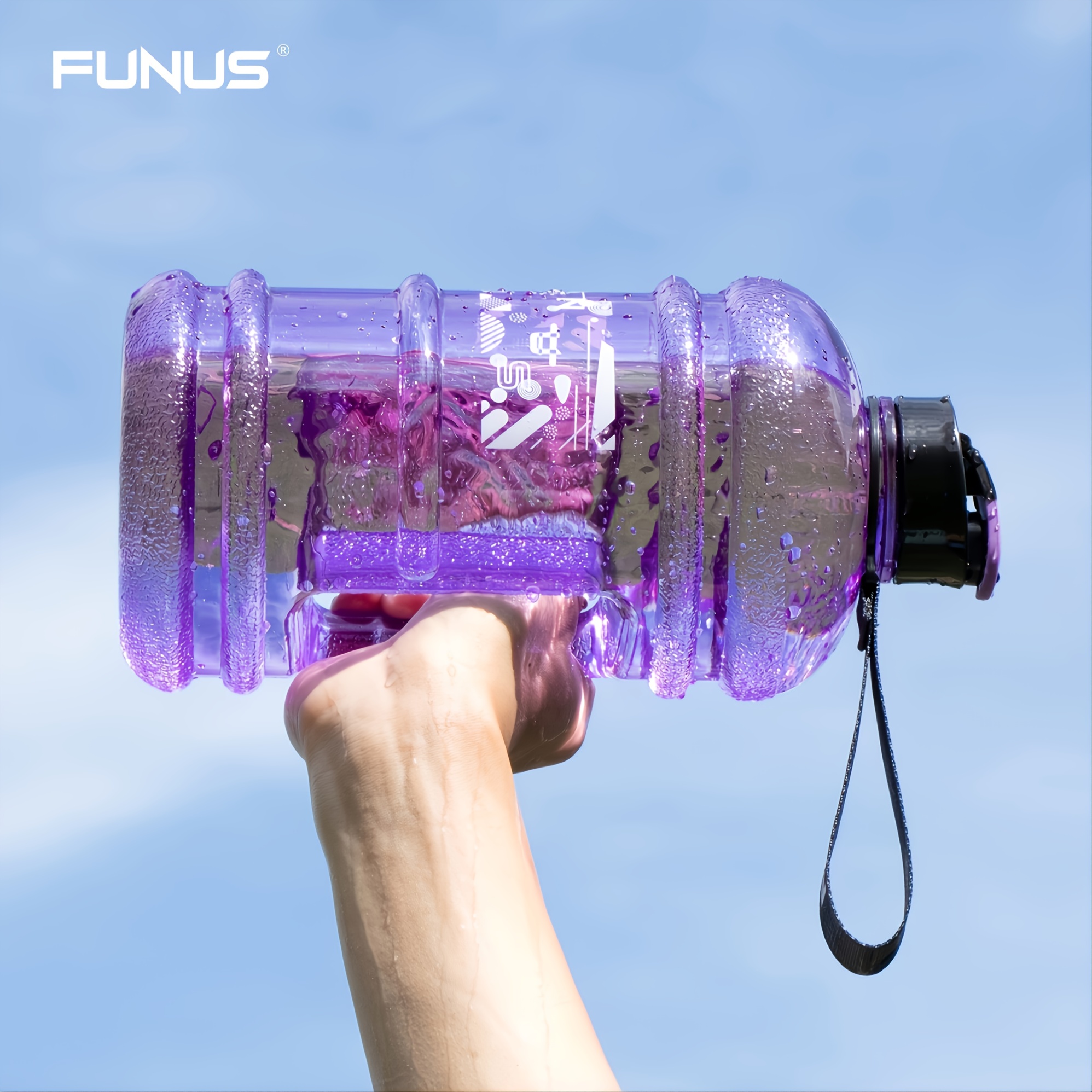 FUNUS Half Gallon Water Bottle Leakproof Big Water Jug with