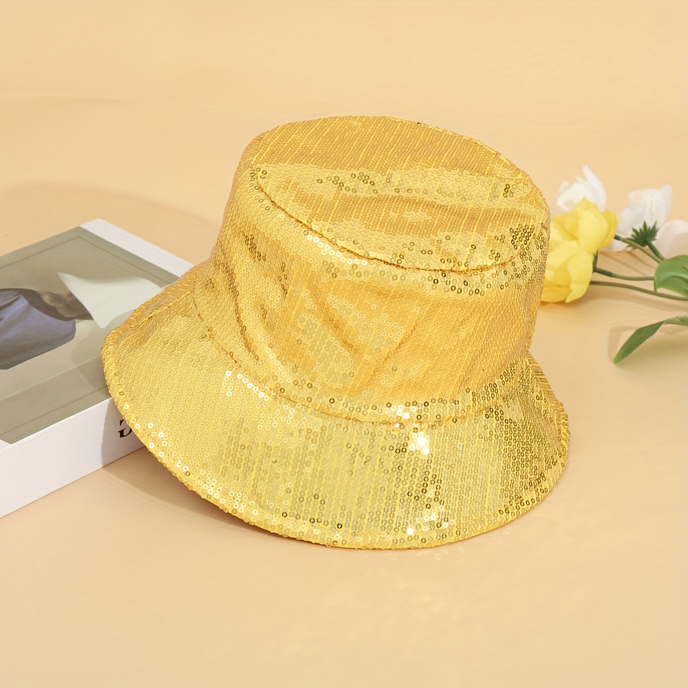 Stylish Sun Hat With Gold Sequins Amazon.com: Shiny Sequin Light Up LED Gold Cowboy Hat  main image 3