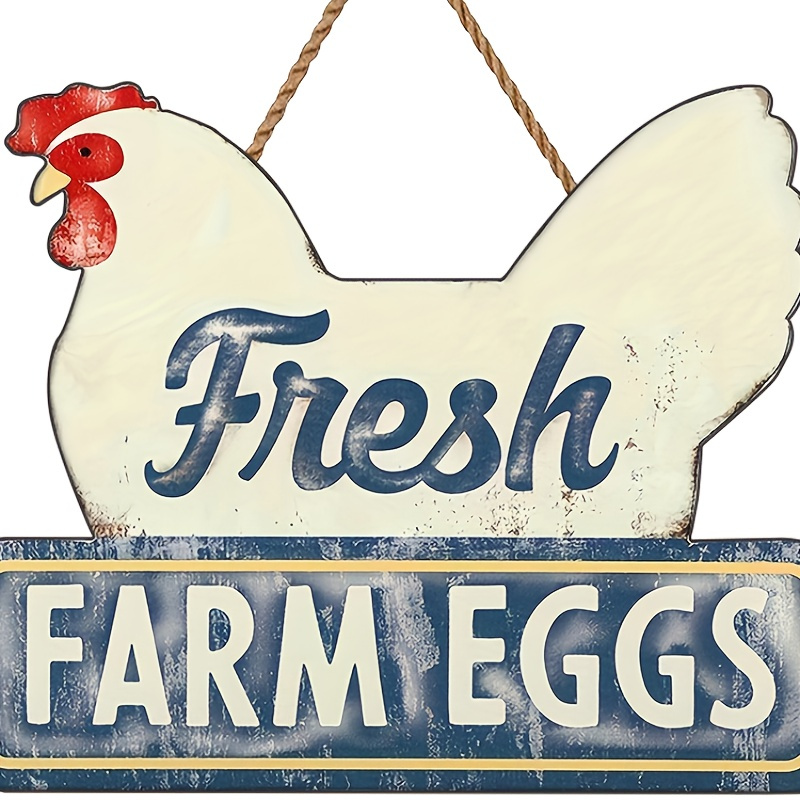 

Fresh Farm Eggs Wooden Sign, Farmhouse Kitchen Sign With Hen Chicken Rustic Wooden Sign Decor