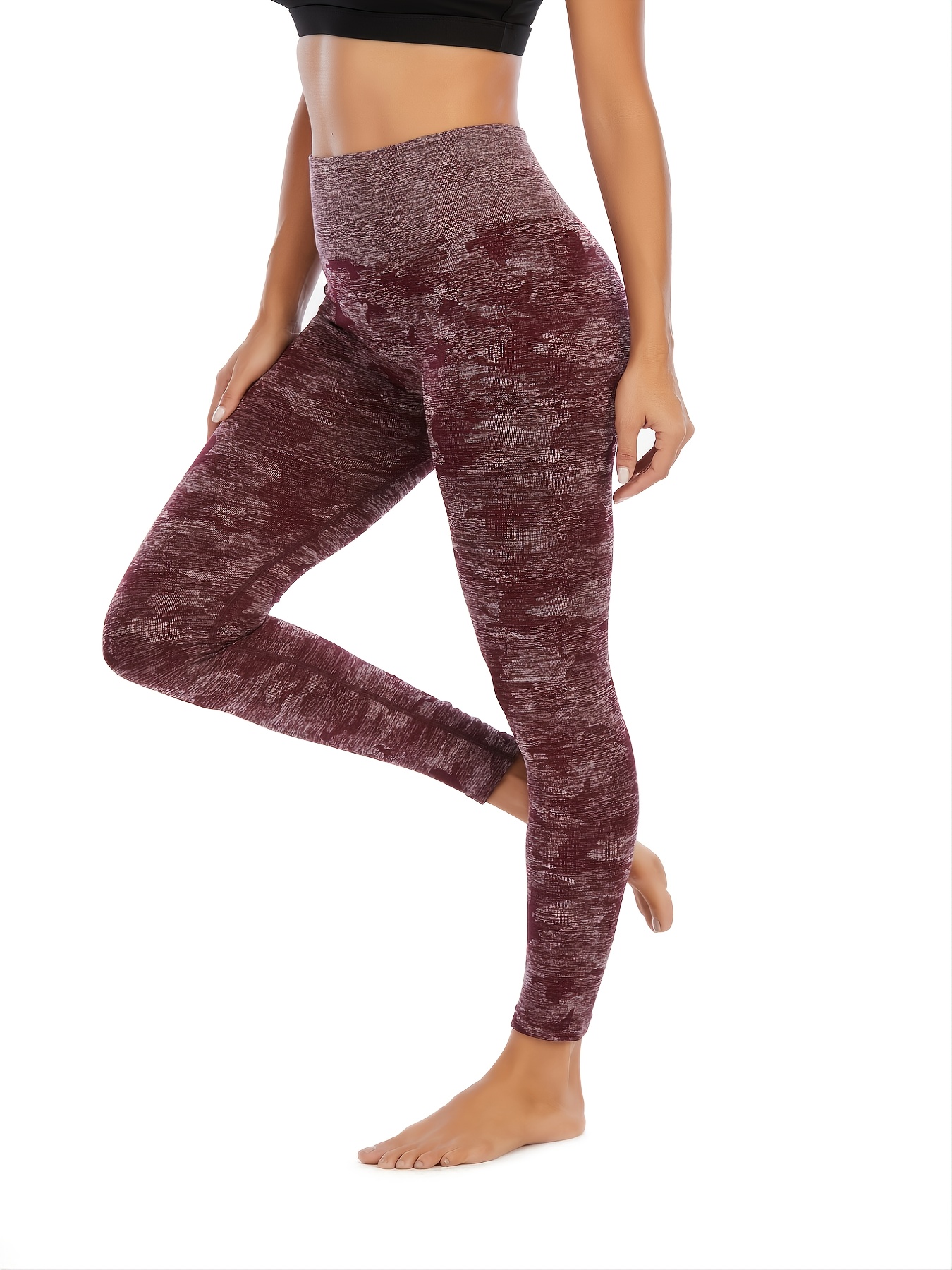 Women's Camo Pattern Yoga Leggings: Seamless High Waist - Temu