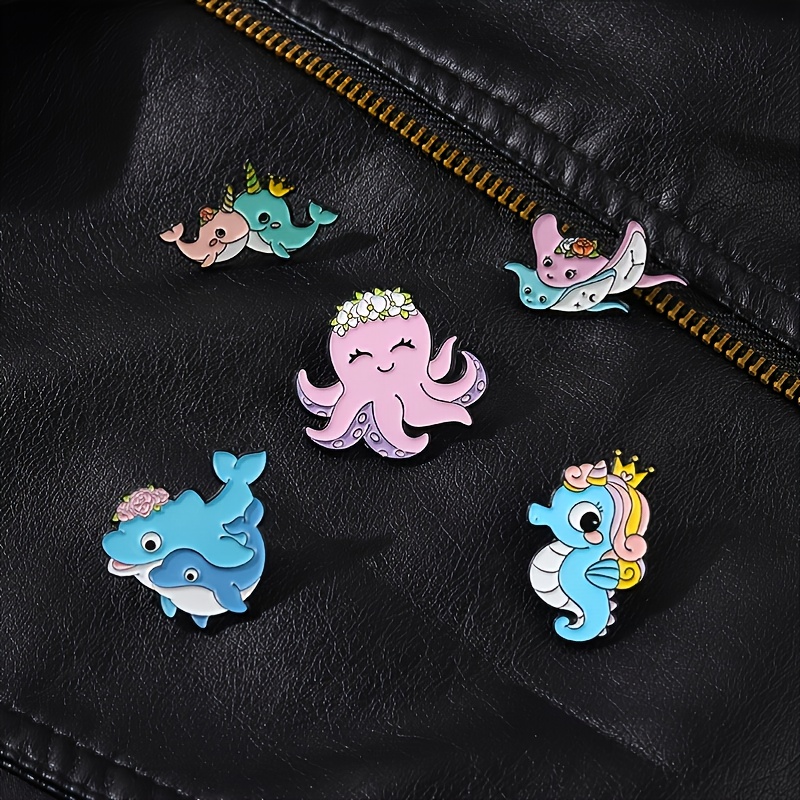 Men's Marine Animal Pattern Pink Pin