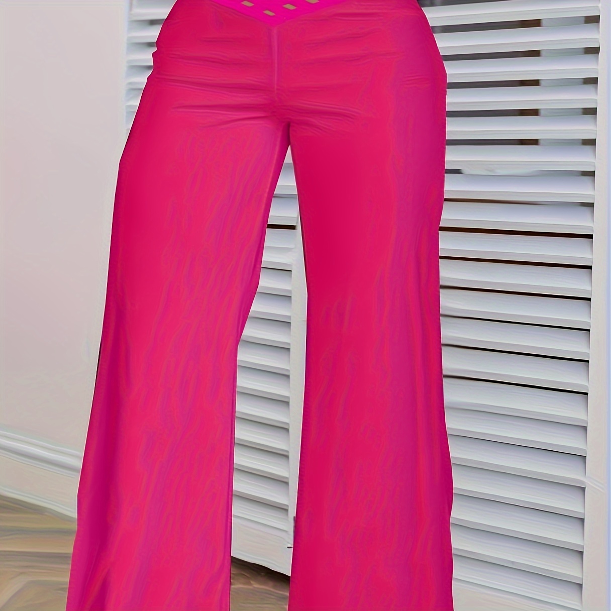 

Women' Color Hollow High Waist Slim Fashion Trousers