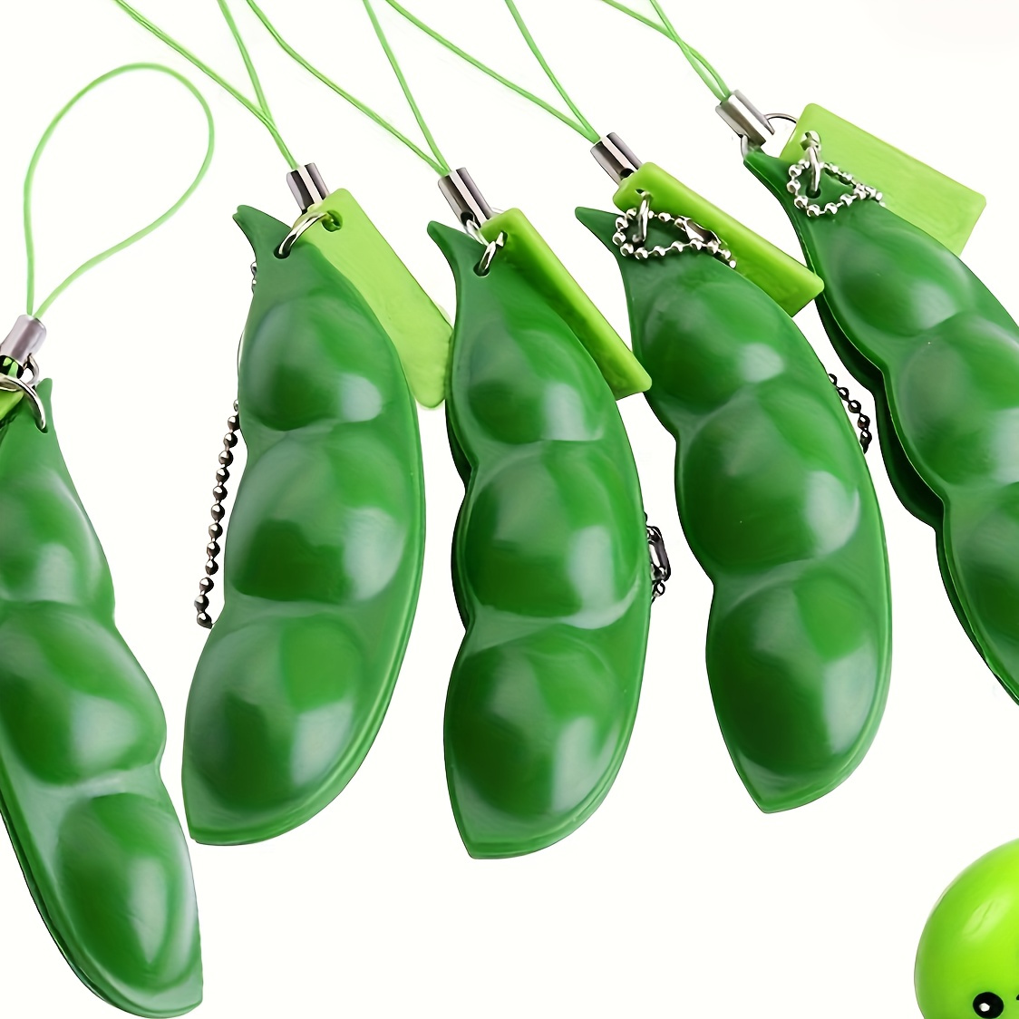 

4 Pcs Squeezed Pea Pods Keychains, School Bag Handbag Purse Hanging Ornament Accessories For Women Men