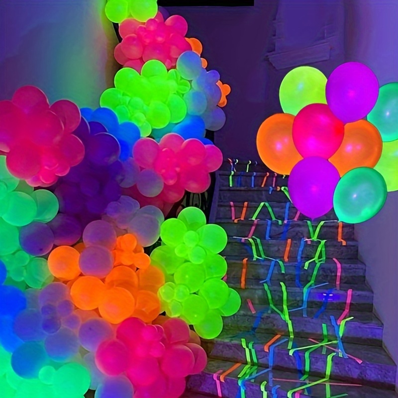 

20 Pcs. 10 Inch Glow-in-the-dark Party Balloons - Colorful Night Light Balloons For Festive Celebrations