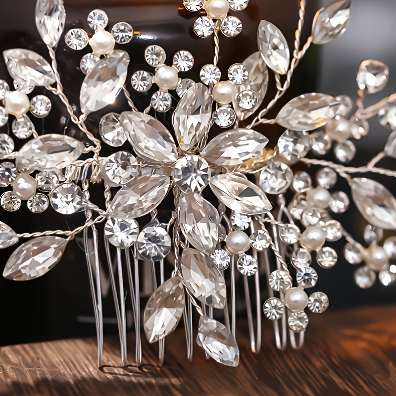 Silver Crystal Bride Side Comb Rhinestone Bridal Headpieces