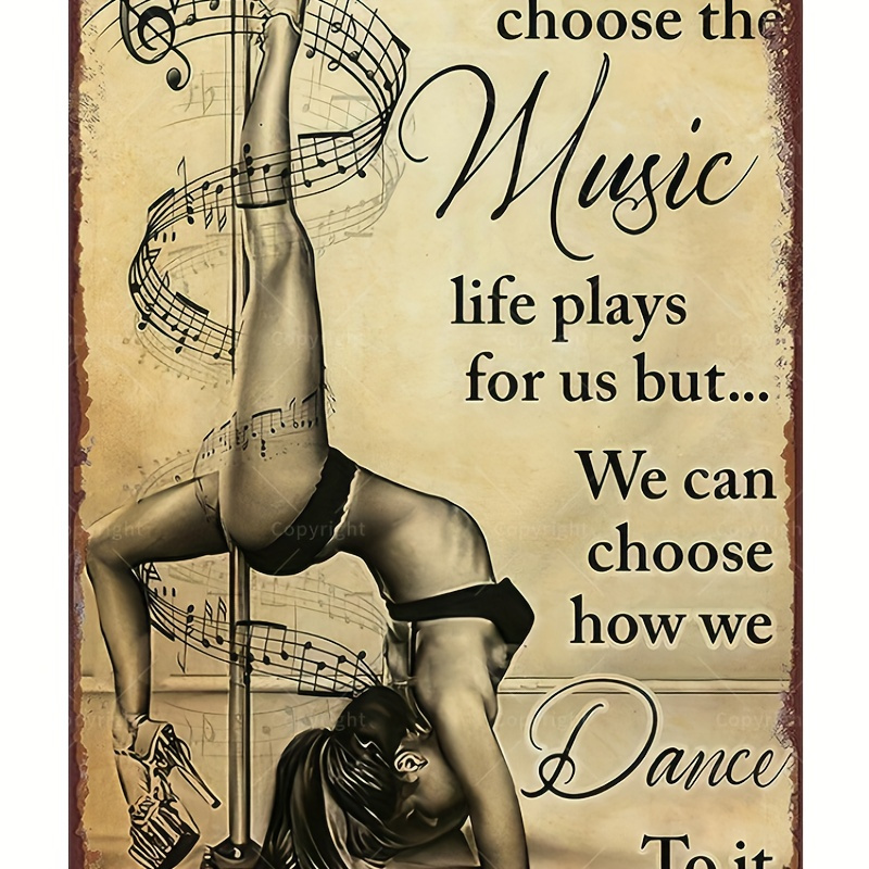 

Vintage Pole Dancer Tin Sign: A Musical Twist On Fitness - Perfect Gift For And Fitness Enthusiasts