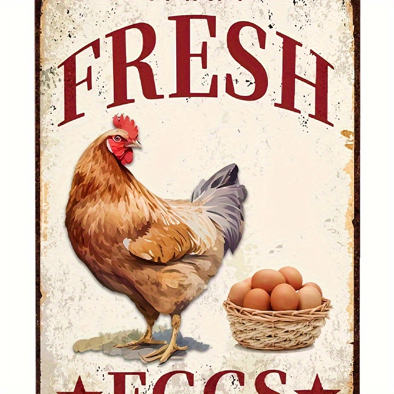 

1pc Vintage Farm Fresh Eggs Sign Decor For Restroom Bar Cafe Restaurant Decoration 7.9x11.9inch Aluminum