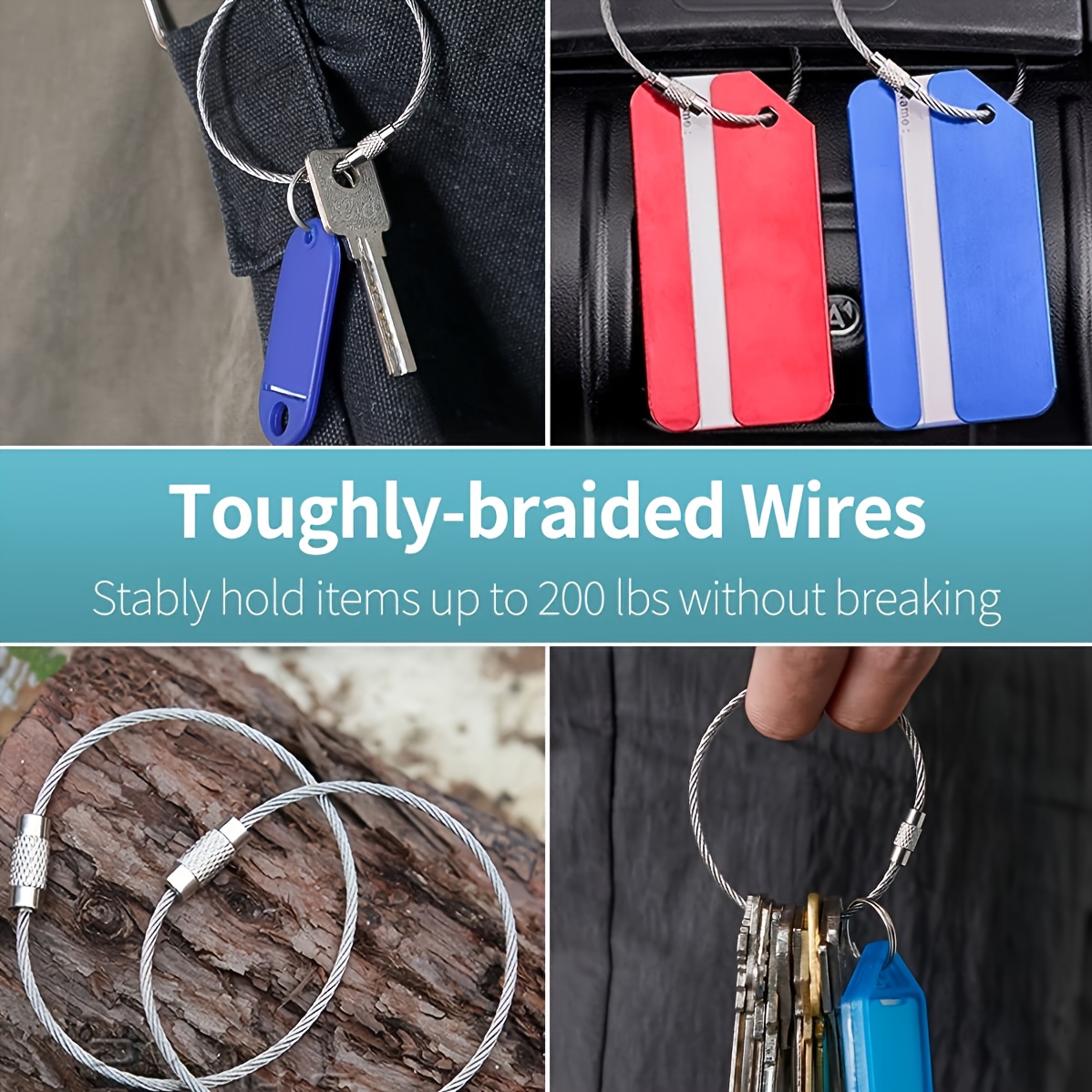 Large Key Ring Wire Stainless Steel Keychain Car Cable Keyring Loop Luggage  Tag Hinge Keepers Binding Carabiner Big Locking - Yahoo Shopping