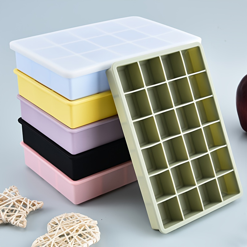 Форма для кубиків льоду з силікону харчової якості квадратної форми з 15 ячейками 24 ячейки з кришкою Легко виймати лід з форми для кубиків льоду