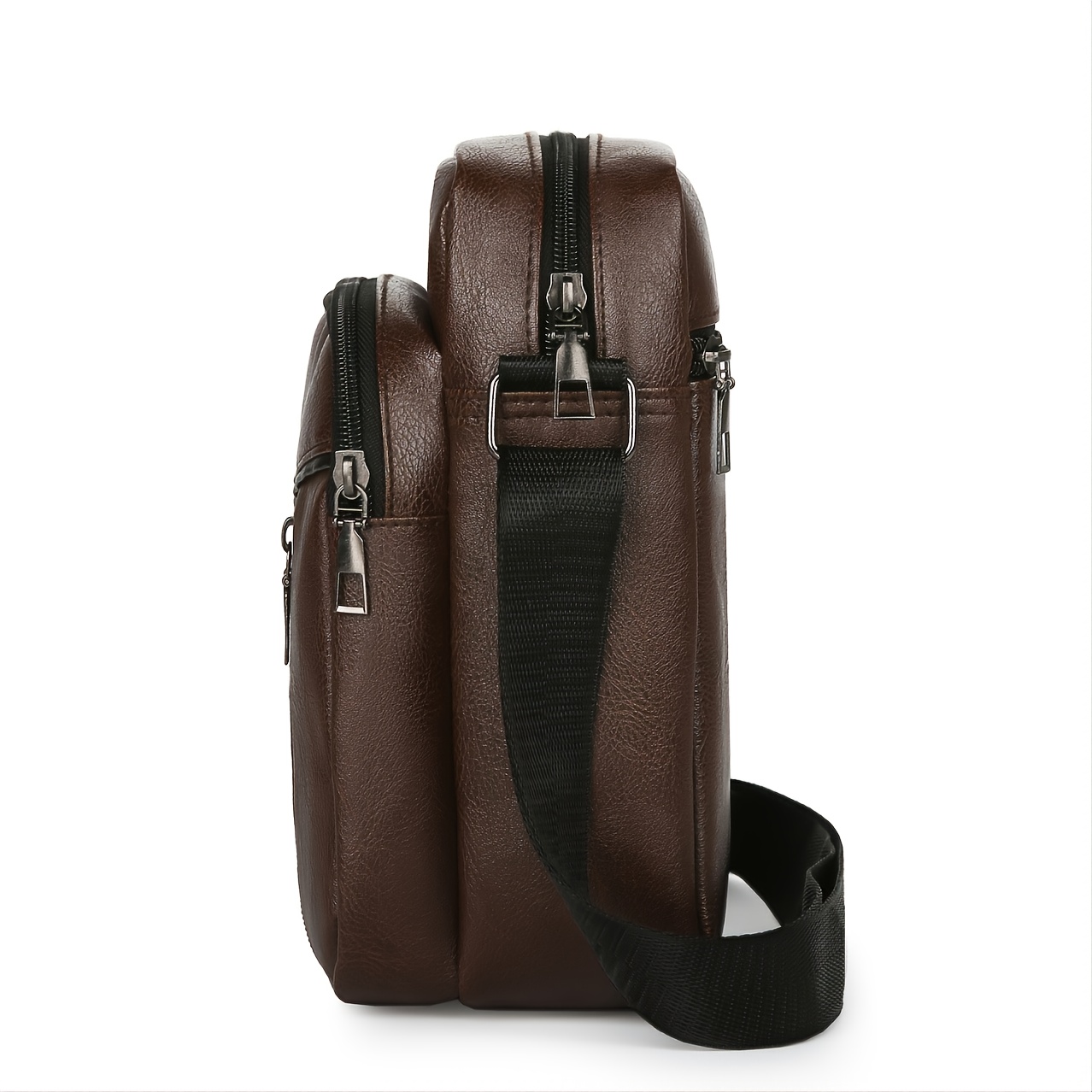 Men's PU Leather Shoulder Bag Business Casual Large Capacity Backpack