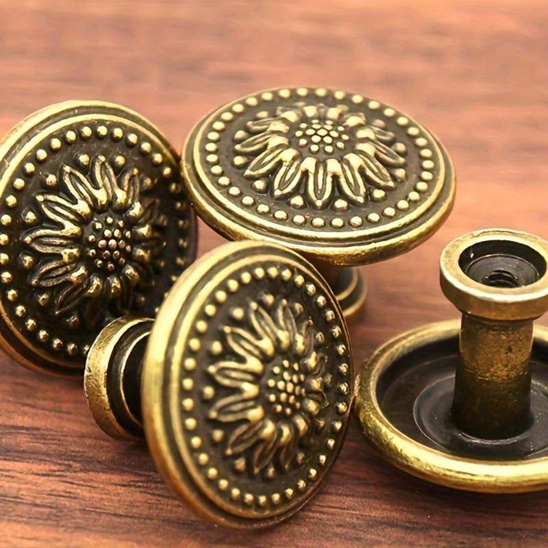 

10pcs Vintage Green Bronze Cabinet Knobs - Antique , 1.2" Diameter & 1" Height With Installation Hardware Included