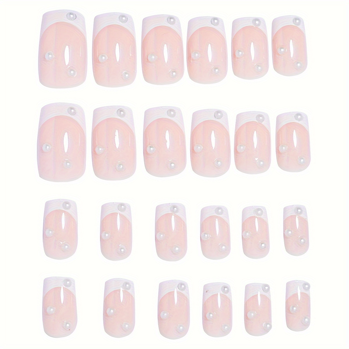 Kamize Uñas postizas francesas lindas a presión, cuadradas de perlas  medianas de cobertura completa, acrílico nude, para mujeres y niñas, 24  unidades