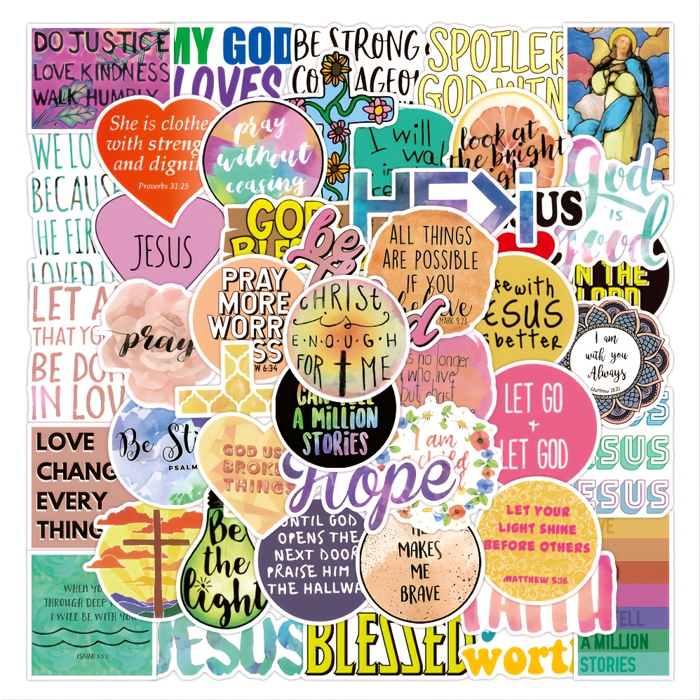  68 Pcs Jesus Christian Stickers for Water Bottle