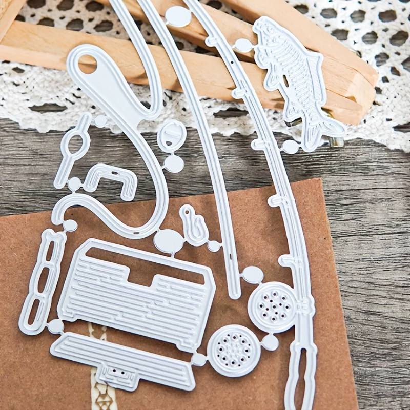 

2024 Fishing Rod & Line Metal Cutting Dies For Diy Greeting Cards, Scrapbooking & Crafts - Perfect For Birthday, Thank You & Special Occasion Decorations