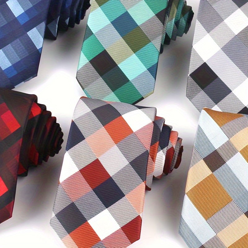 

New Jacquard Woven Neck Tie For Men, Classic Plaid Ties, Fashion Polyester Mens Necktie, For Wedding Business Suit Plaid Tie, Ideal Choice For Gifts