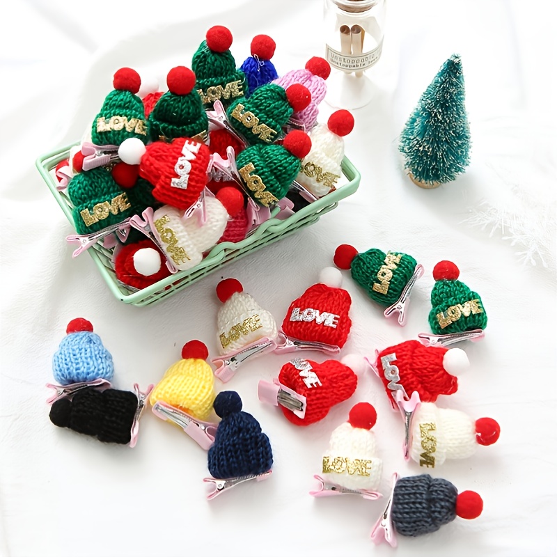 10pcs Mini Christmas Gift Hat Hair Clip Small Hat Mini Love Temu