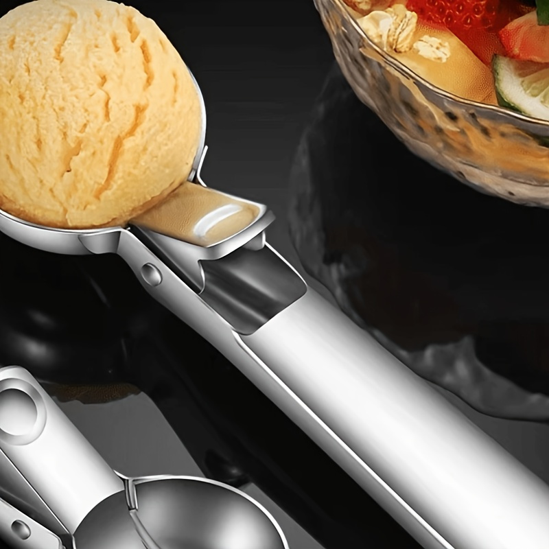 

1pc, Premium Stainless Steel Ice Cream Scoop With Trigger - Heavy Duty Metal Dessert Scoop For Yogurt, Gelatos, And Sundaes - Dishwasher Safe - Restaurant Kitchen Accessory Eid Al-adha Mubarak