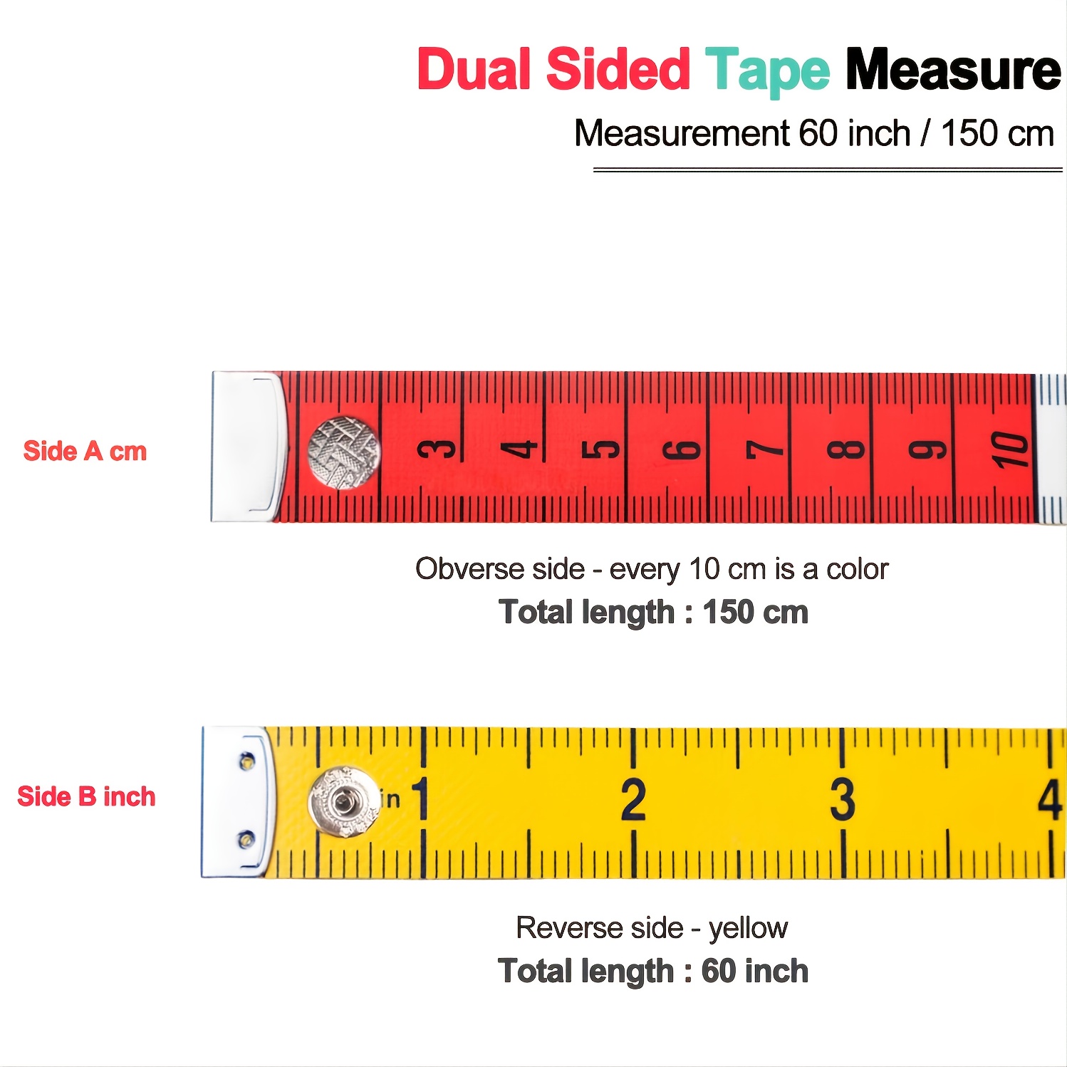 1pc Colored Thickness Measure Clothes Soft Tape Measure Length 1.5m  Thickness 0.6mm