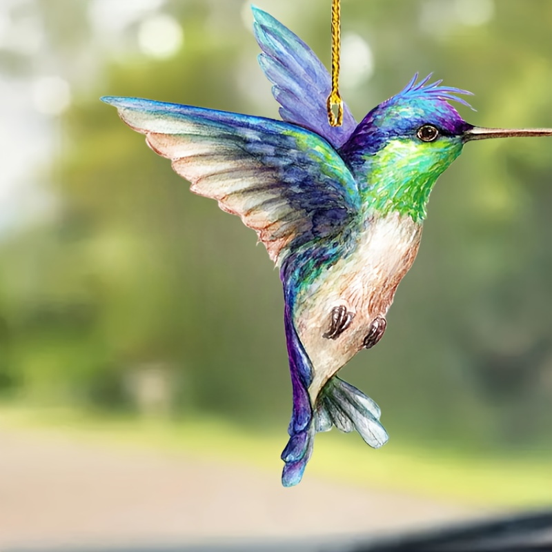 

Fashion Exquisite Purple Flying Hummingbird Acrylic Animal Decoration Car Decorations For Relatives Friends Family Birthday Christmas Thanksgiving Gift