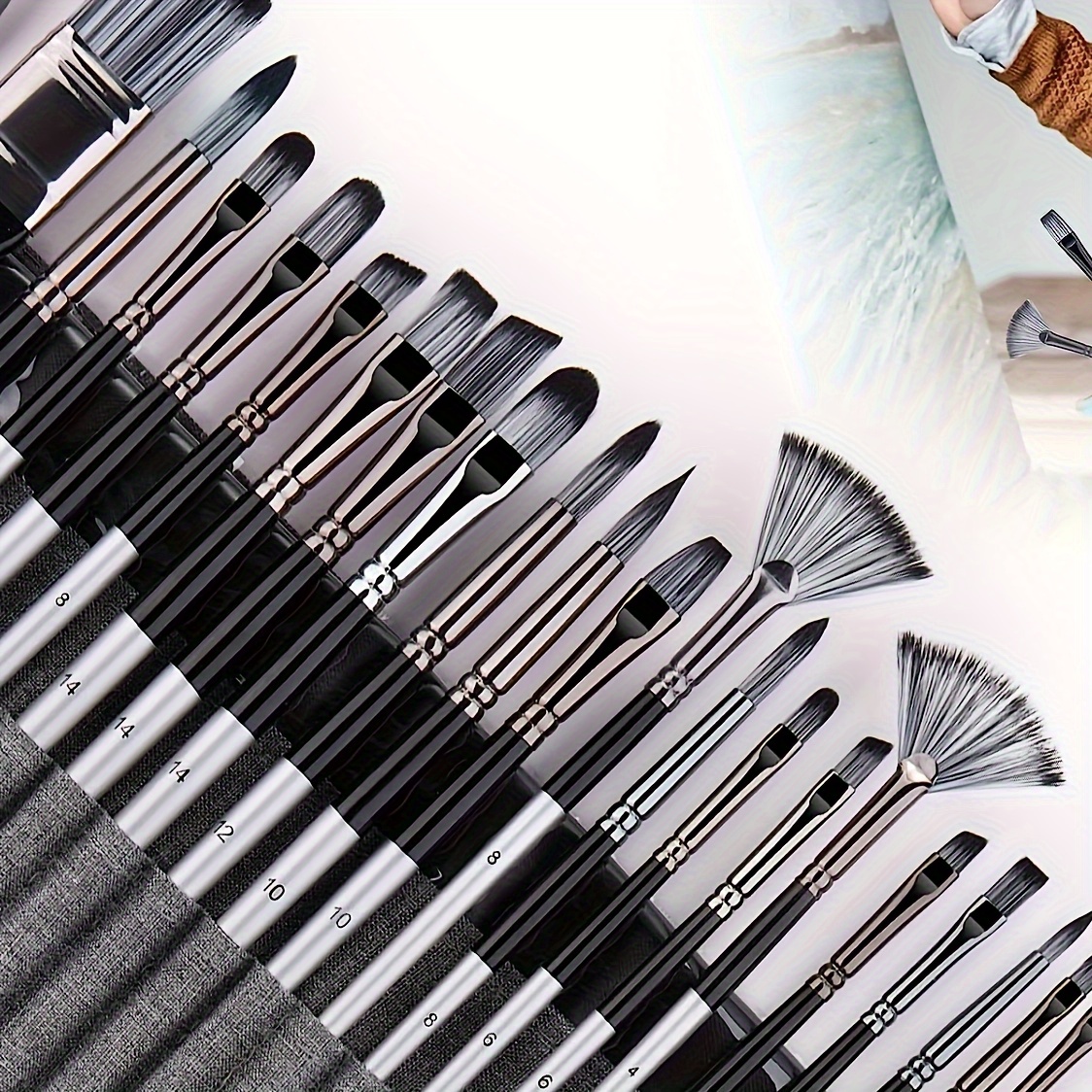 

[customer ] 24pcs Acrylic Paint Brush Set With Gourd Handles For Oil, Watercolor & Gouache Painting - Includes Cloth Rolls & Palette Knife