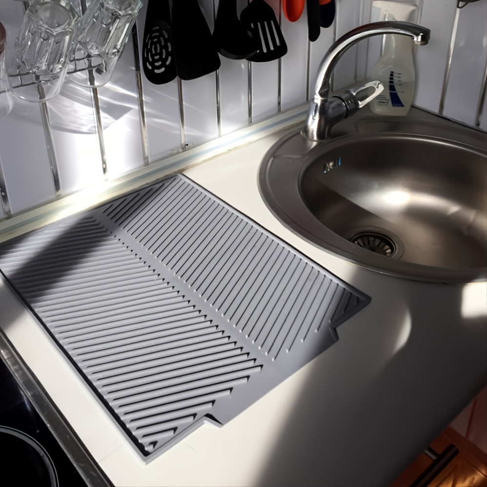 Silicone Dish Drying Mat, Extra Large Drainer Mat, Heat Resistant Trivet,  Counter Top Mat, Sink Non Slip Dish Draining Mat, Bpa Free, Dish Washer  Safe - Temu