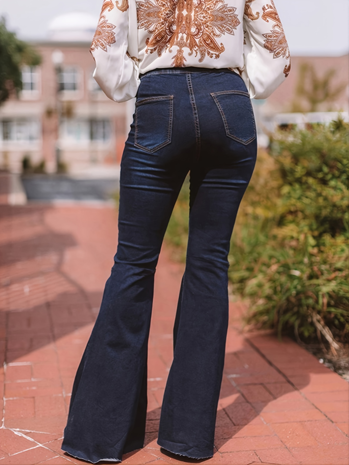 High Waisted Bell Bottom Jeans for Women Black Flare Jeans Retro