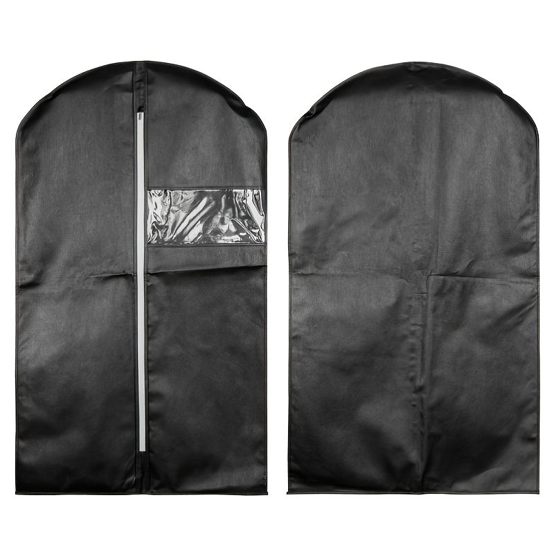 Dust Proof Non-woven Zipper Clothes Cover / Non-Woven Suit Cover in Black  Color