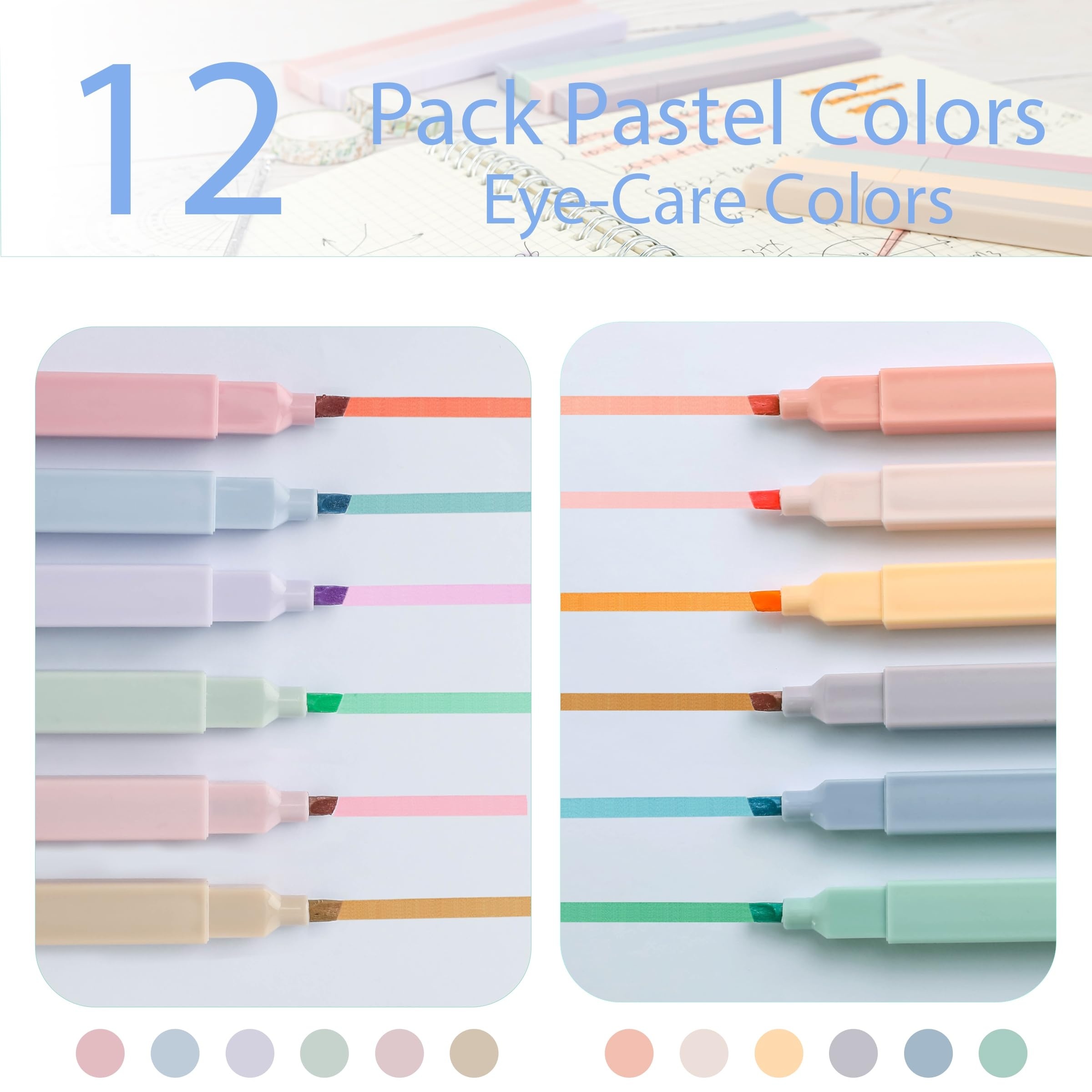 Dual Tips Cute Highlighters Eye care Assorted Pastel Colors - Temu