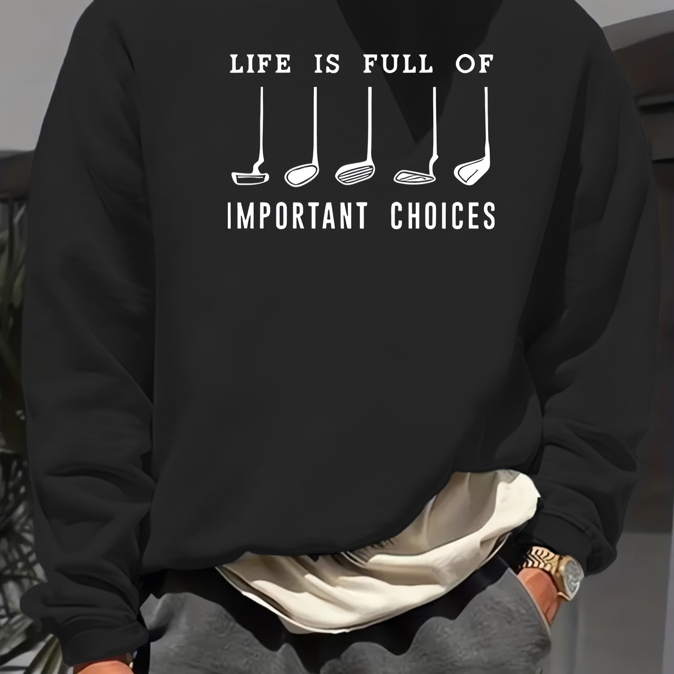 

Sweatshirt Décontracté pour Hommes à Col Rond, Tissu en 100% Polyester, Coupe Régulière, avec Imprimé Thème Golf, pour Hommes