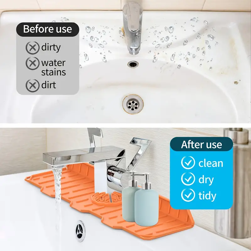 1pc, Silicone Faucet Handle Drip Catcher Tray Mat, Silicone Faucet Mat Dish  Soap Sponge Holder For Kitchen Sink Accessories Gadgets, Drying Mat For Kitchen  Counter Bathroom Kitchen Sink Splash Guard