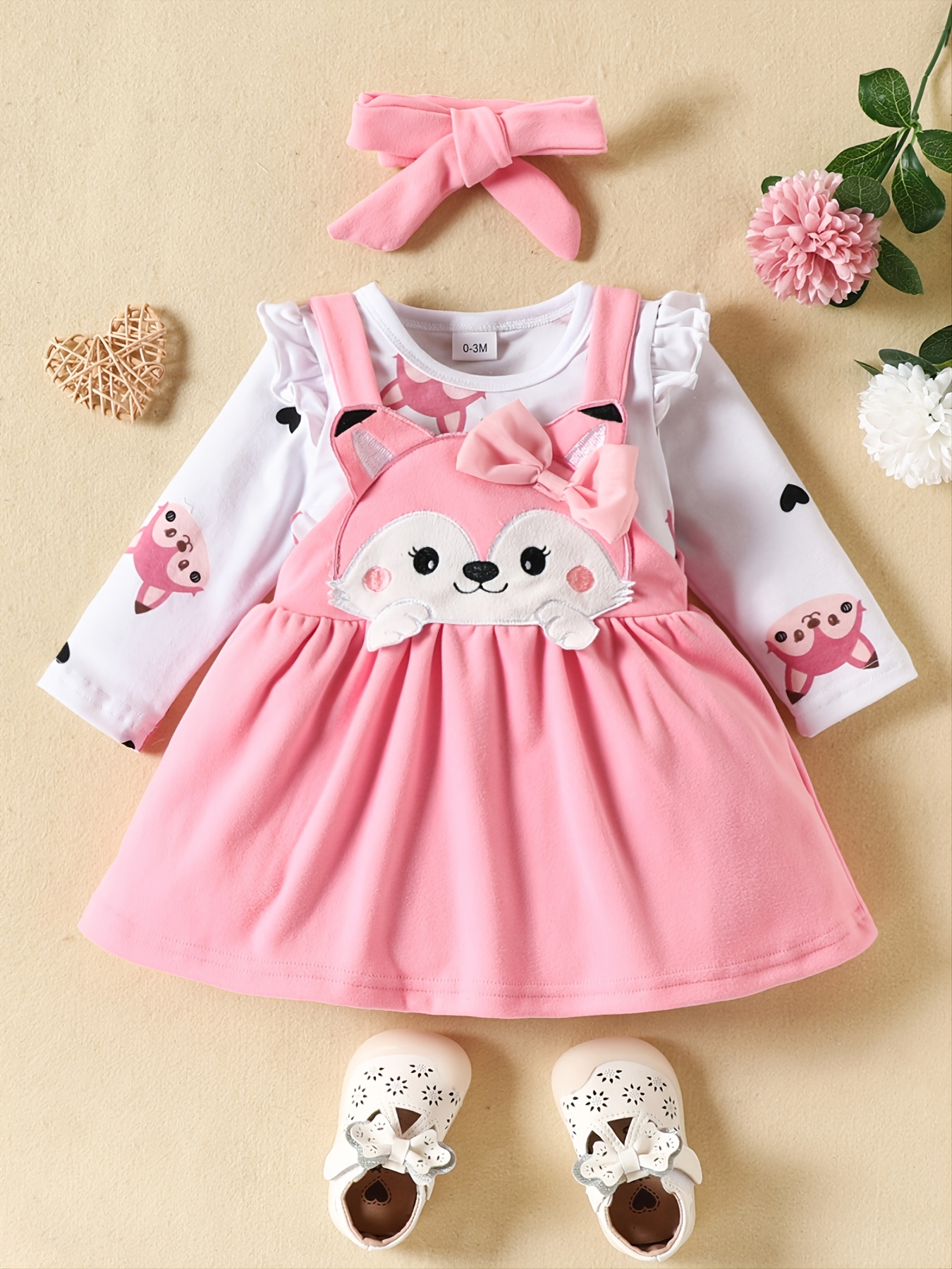 New Baby Girl Cute Fox Pattern Long sleeved Suspender Skirt - Temu Canada