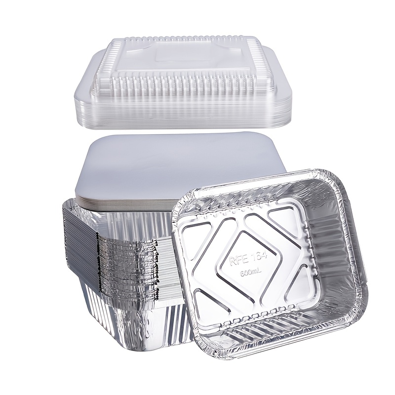 Casewin Aluminum Foil Tray Round,50pcs Round Aluminum Disposable Foil Pans  Oil-Proof Aluminum Foil Tin Box,Pie Plates Foil Trays for