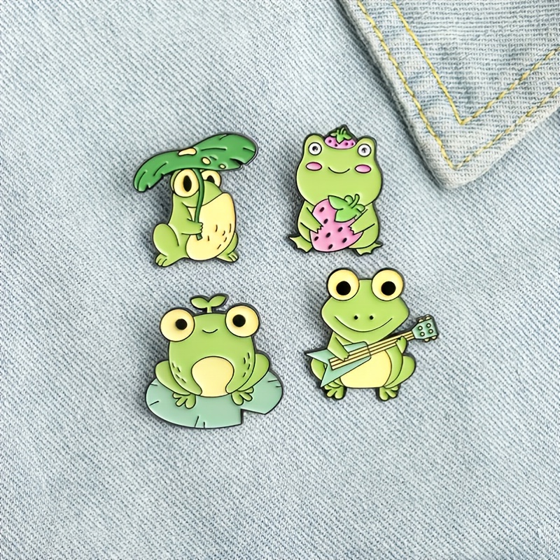 Kawaii Frog Lotus Leaf Hard Enamel Pin Cute Cartoon Flower Frog Brooch  Accessories Collection Badge Jewelry Gift